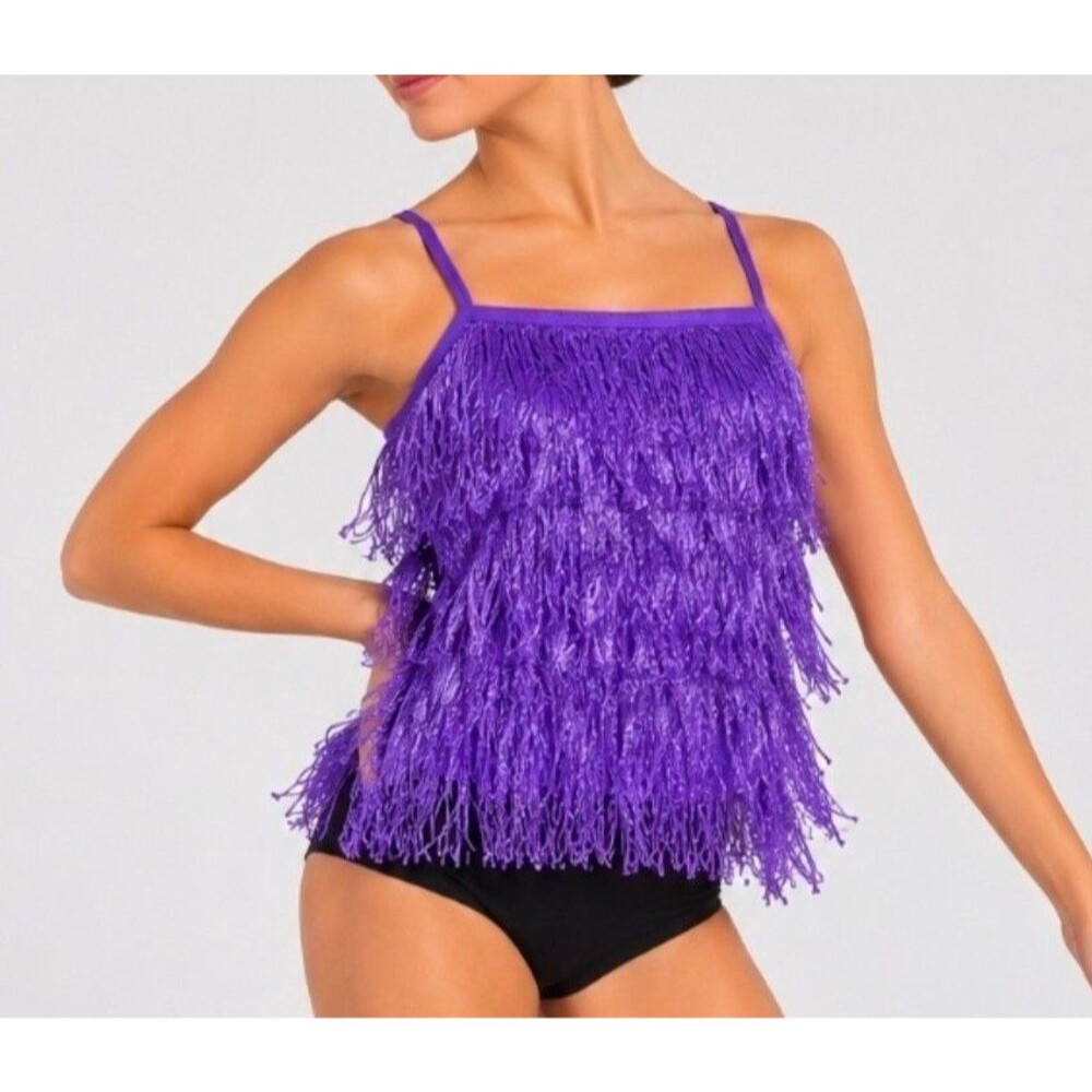 Curtain Call Costumes Dance Costume Purple Fringe Top AME